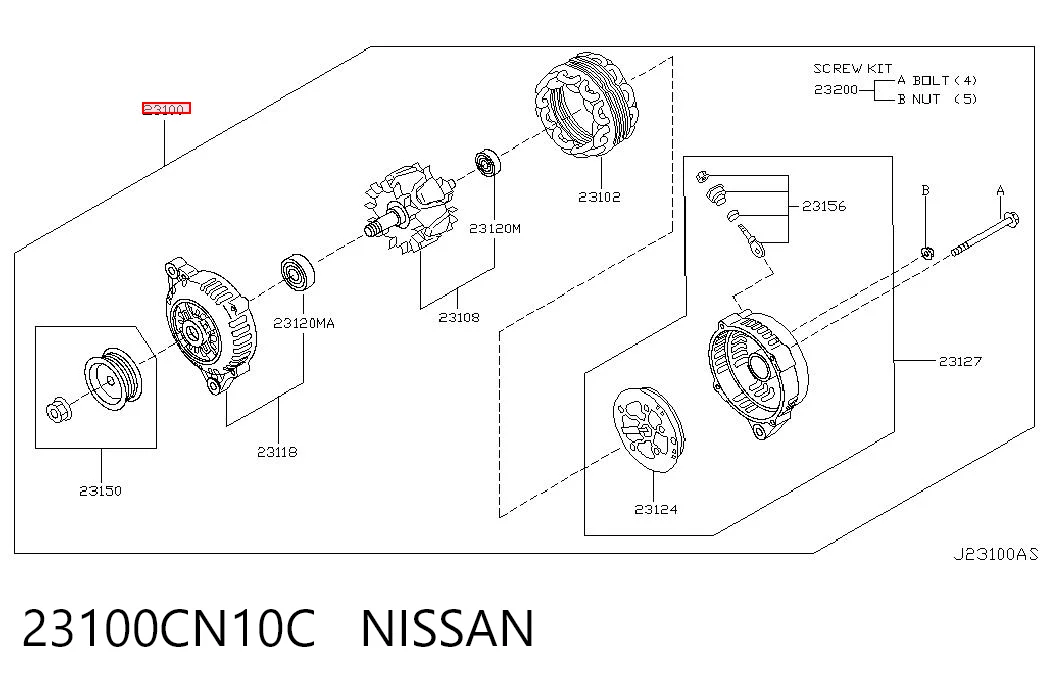 23100CN10C Nissan/Infiniti Gerador