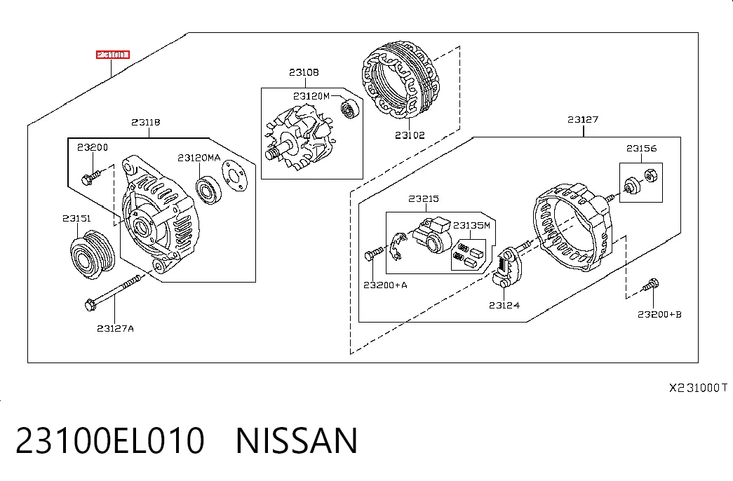 23100EL010 Nissan/Infiniti Gerador