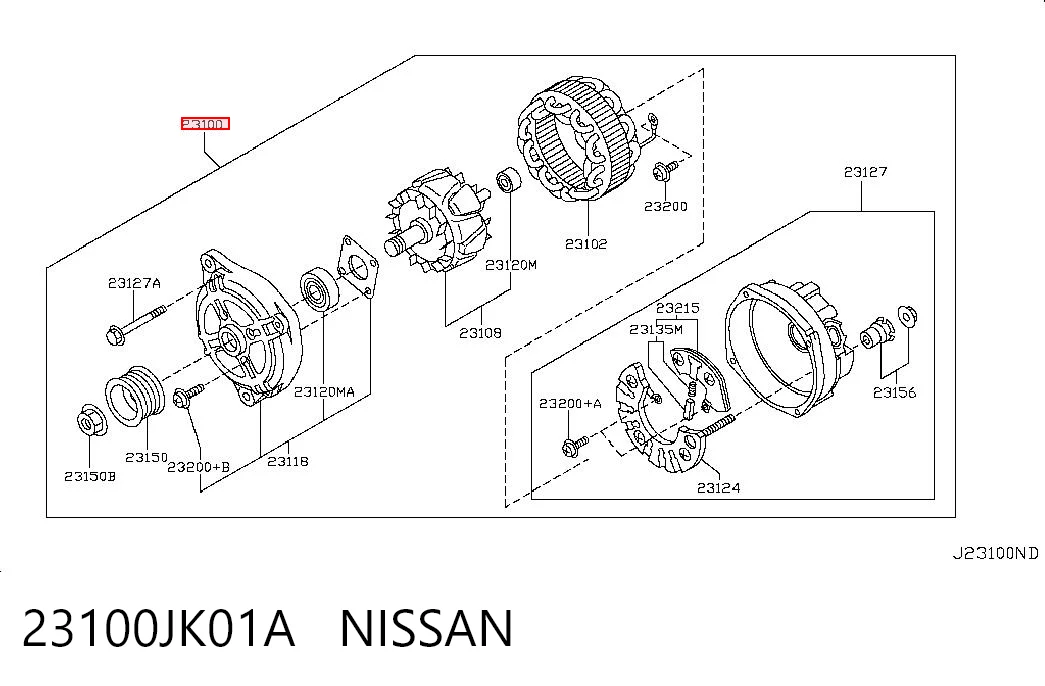23100JK01A Nissan/Infiniti Gerador
