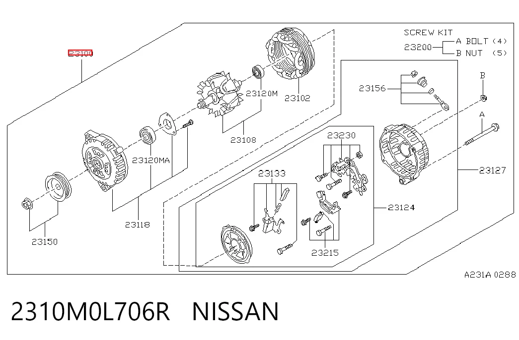 2310M0L706R Nissan/Infiniti Gerador