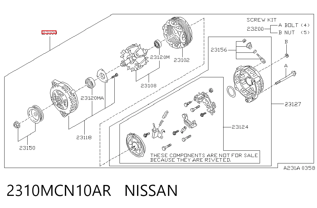 2310MCN10AR Nissan/Infiniti Gerador