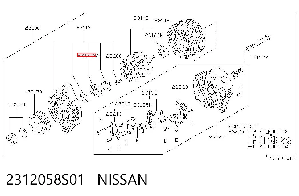 Rolamento do gerador para Nissan Vanette C23
