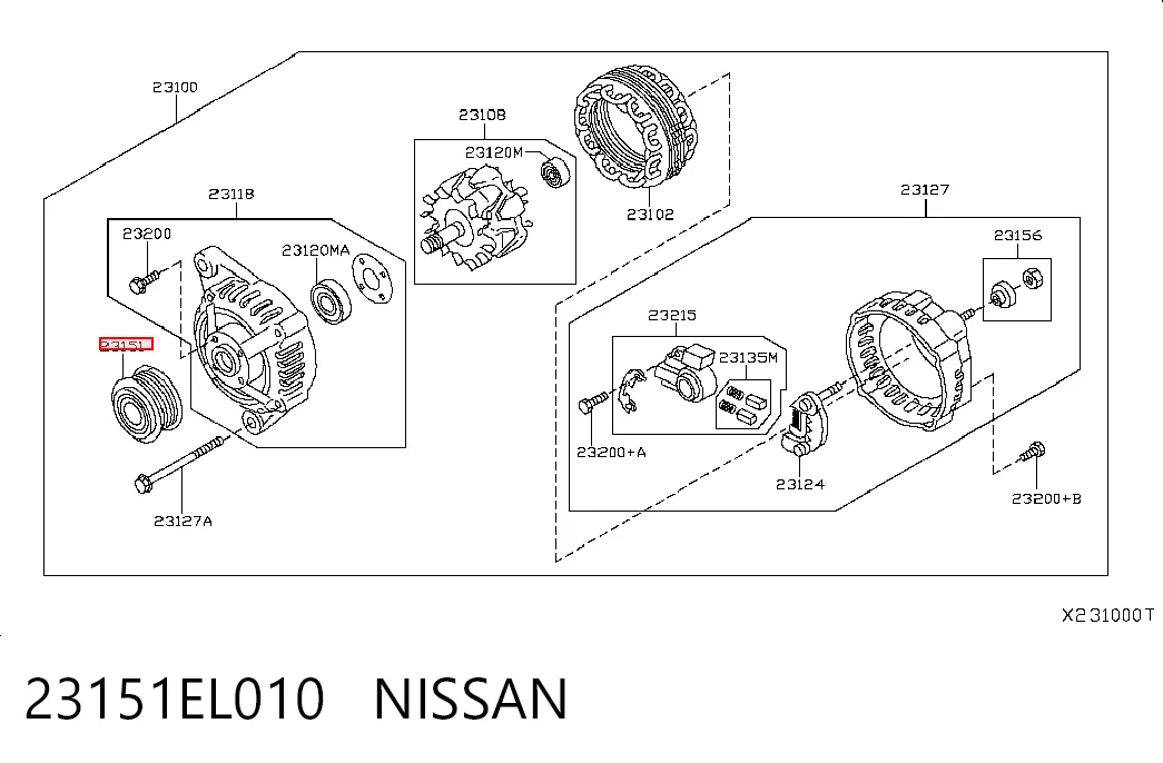 Polia do gerador para Nissan Qashqai I J10