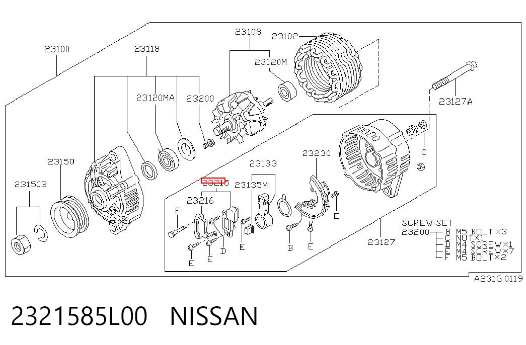 Relê-regulador do gerador (relê de carregamento) Nissan Vanette  C23 ao melhor preço
