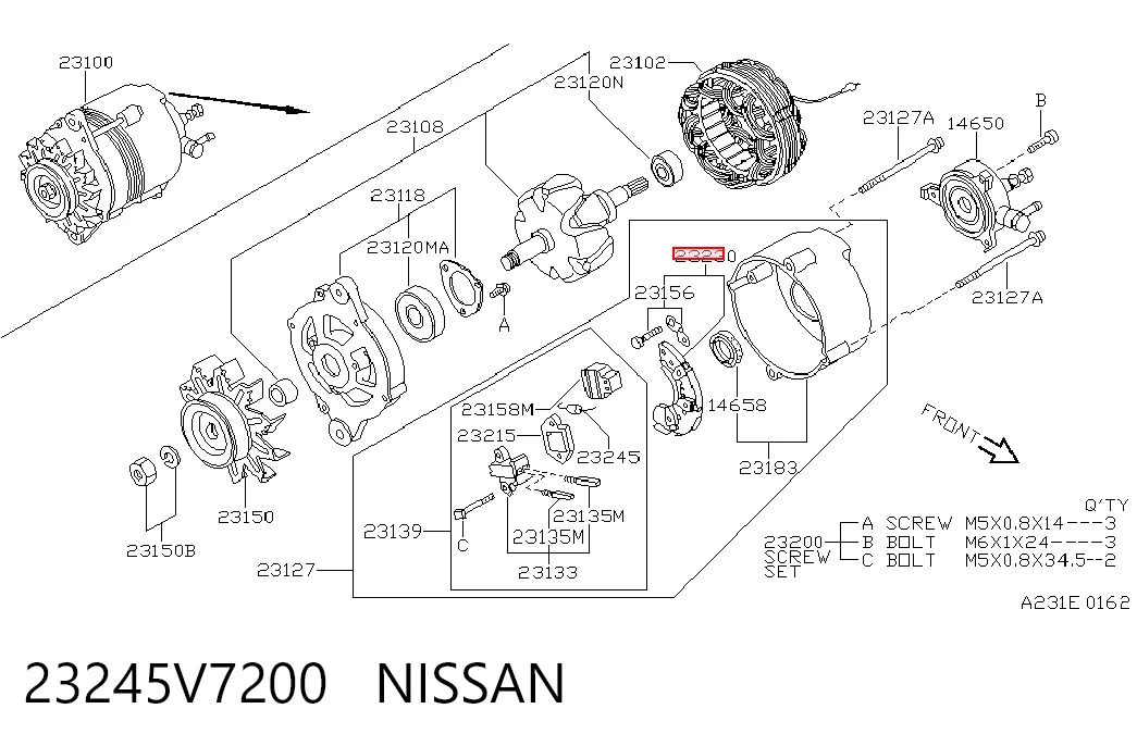 Eixo de diodos do gerador Nissan Sunny II B12