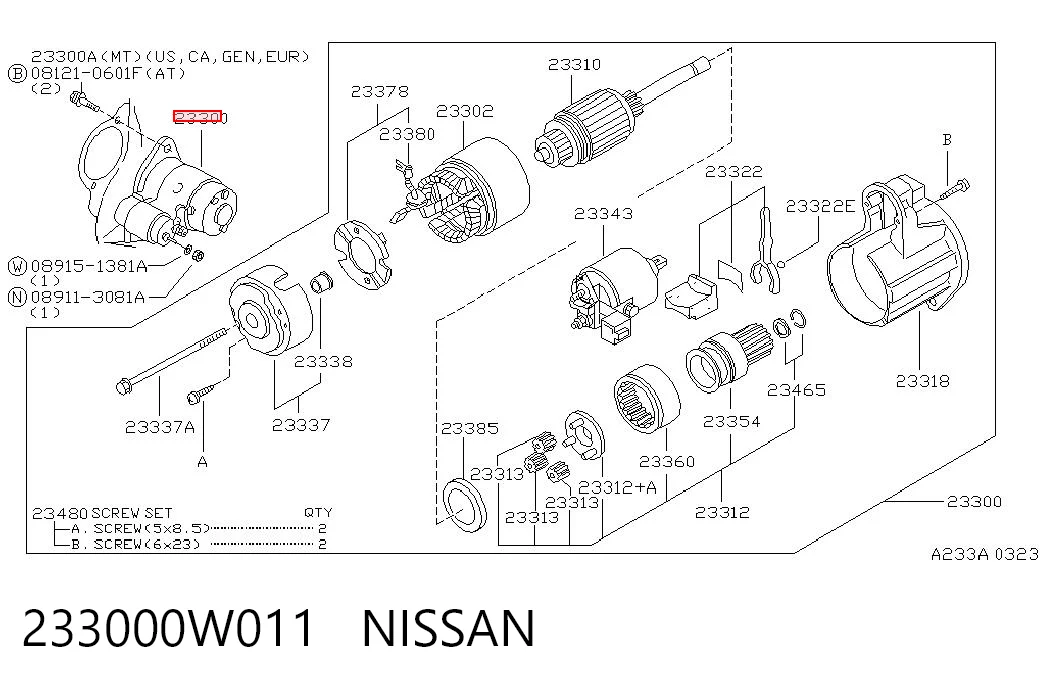 233000W011 Nissan/Infiniti Motor de arranco