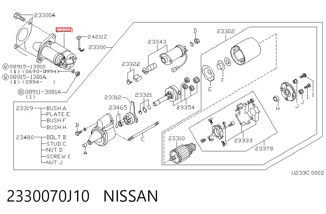 2330070J10 Nissan/Infiniti Motor de arranco