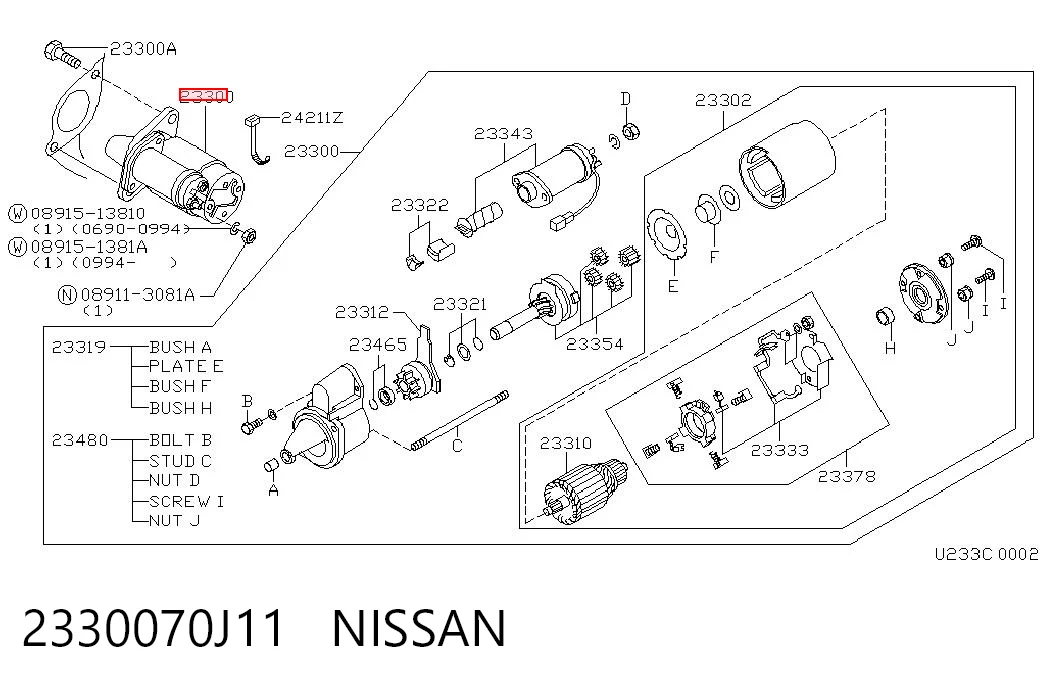 2330070J11 Nissan/Infiniti Motor de arranco