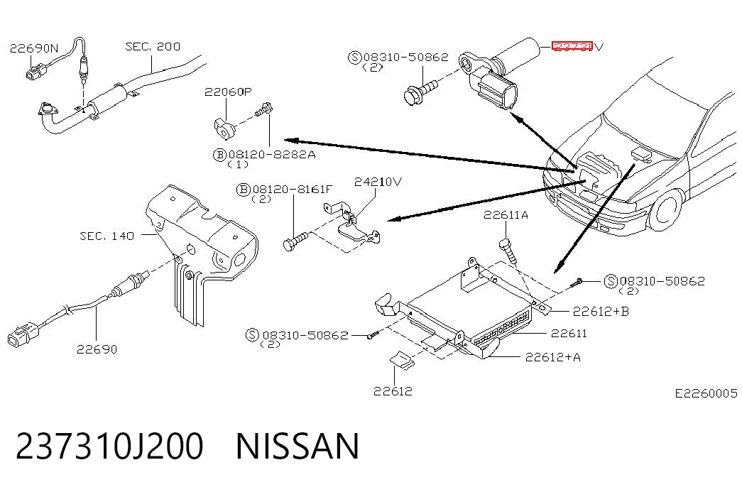 237310J200 Nissan/Infiniti Sensor de posição (de revoluções) de cambota