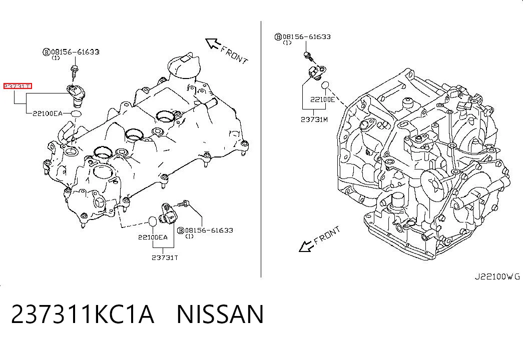 237311KC1A Nissan/Infiniti Sensor de posição da árvore distribuidora
