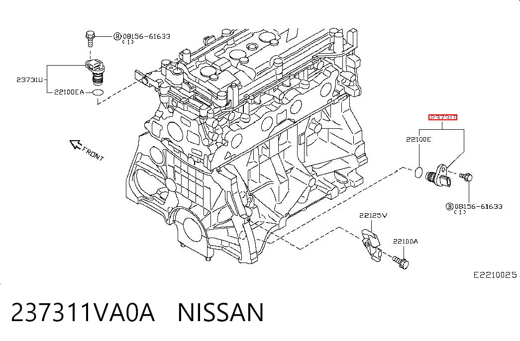 237311VA0A Nissan/Infiniti Sensor de posição (de revoluções) de cambota