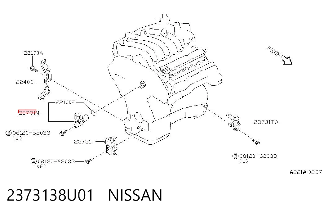 2373138U01 Nissan/Infiniti Sensor de posição da árvore distribuidora