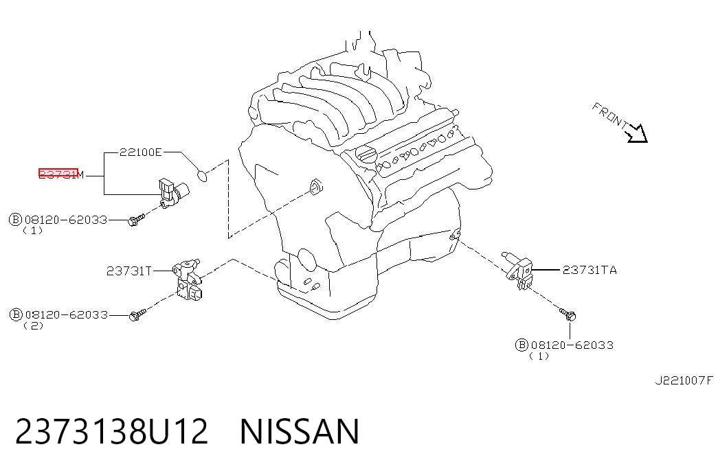 2373138U12 Nissan/Infiniti Sensor de posição da árvore distribuidora