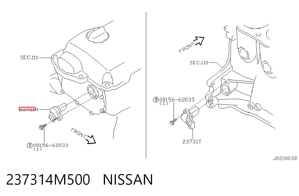 237314M500 Nissan/Infiniti Sensor de posição da árvore distribuidora