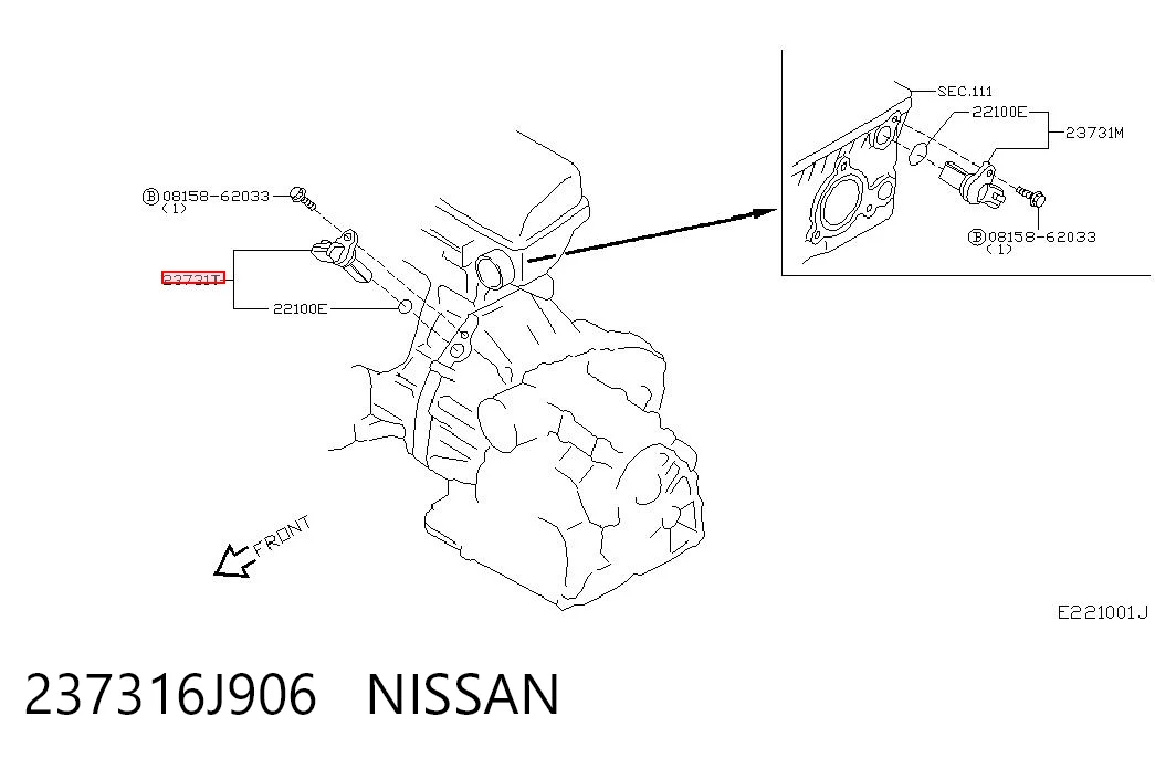 237316J906 Nissan/Infiniti Sensor de posição da árvore distribuidora