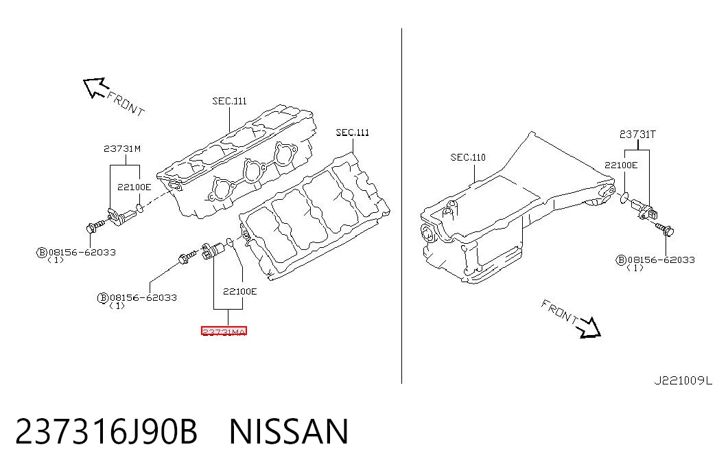 237316J90B Nissan/Infiniti Sensor de posição da árvore distribuidora