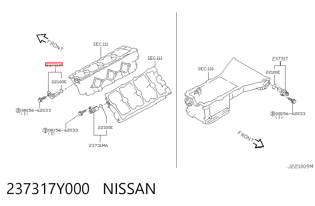 237317Y000 Nissan/Infiniti Sensor de posição da árvore distribuidora