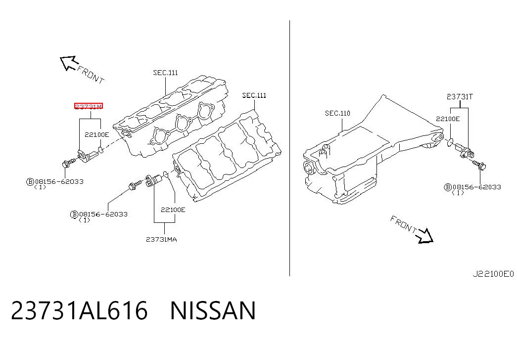 23731AL616 Nissan/Infiniti Sensor de posição da árvore distribuidora