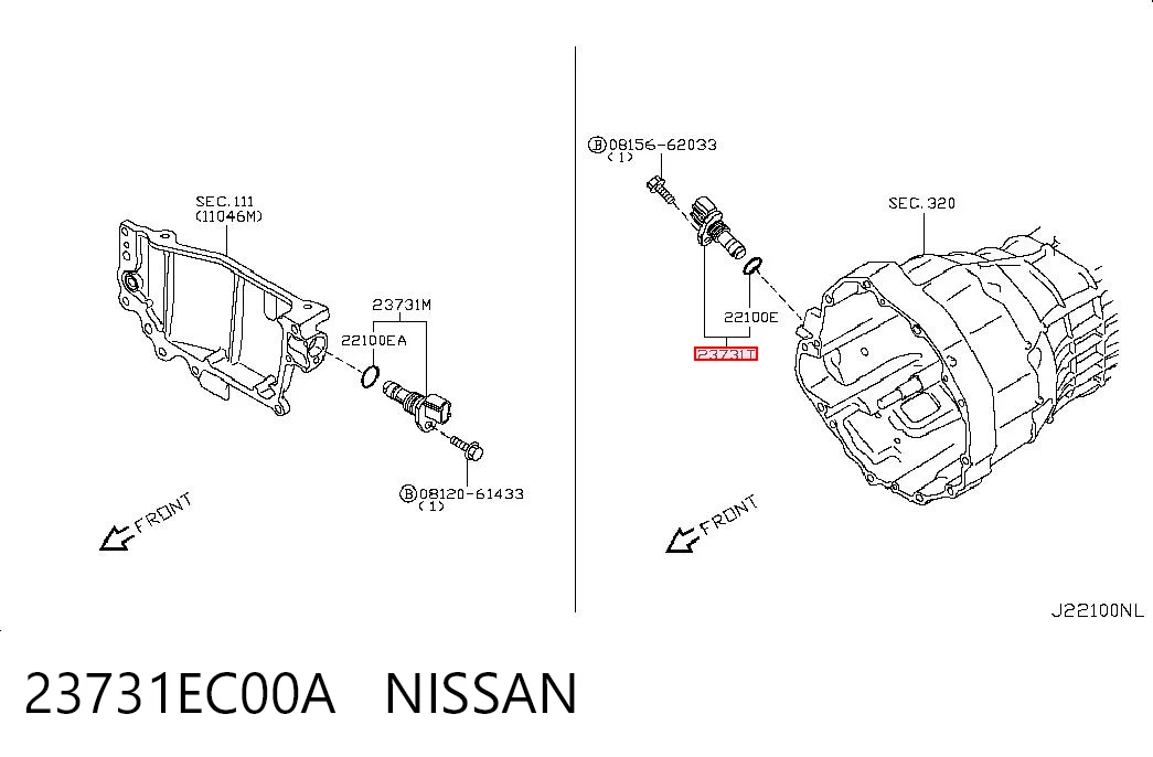 23731EC00A Nissan/Infiniti Sensor de posição (de revoluções) de cambota
