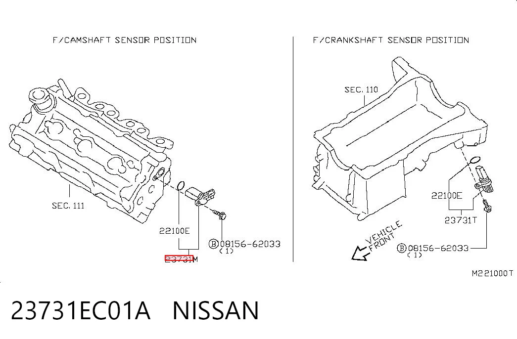 23731EC01A Nissan/Infiniti Sensor de posição da árvore distribuidora