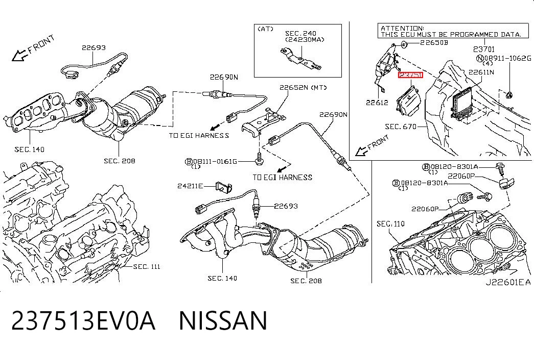 237513EV0A Nissan/Infiniti Módulo de direção (Centralina eletrônica) da Caixa Automática de Mudança eletrônica