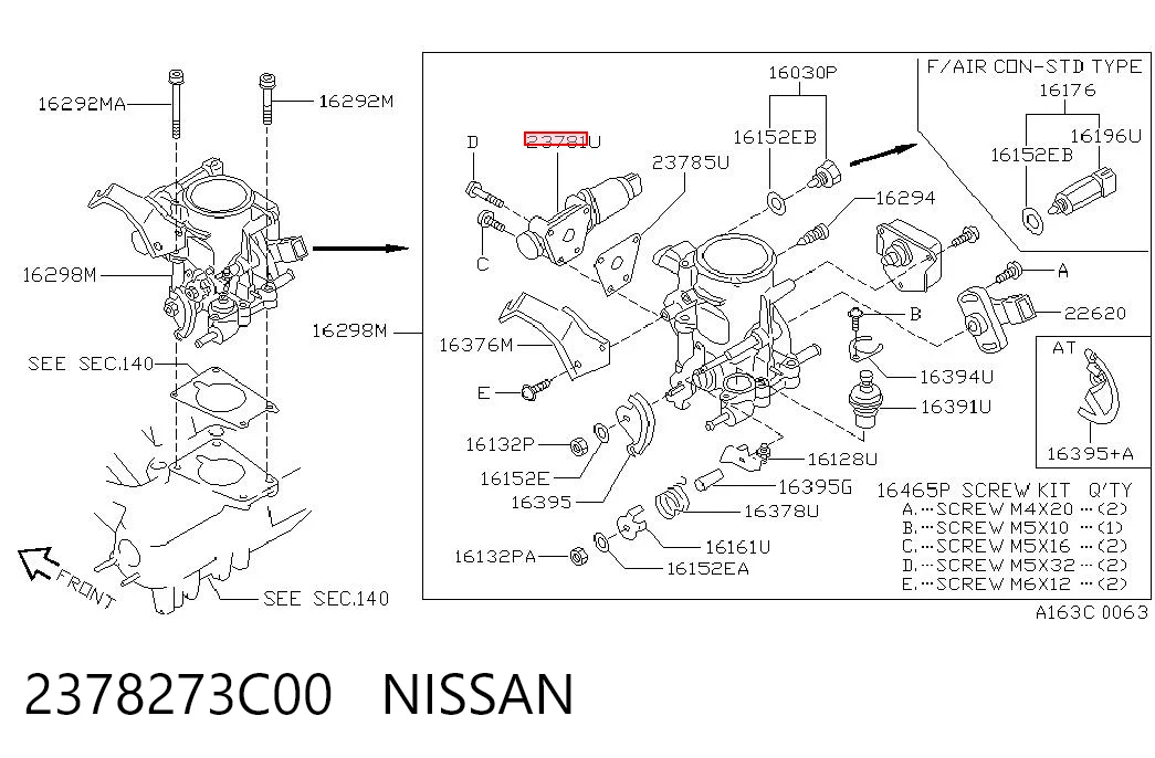 2378273C00 Nissan/Infiniti Válvula (regulador) de marcha a vácuo
