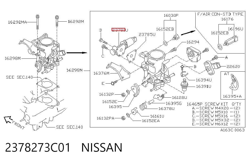 2378273C01 Nissan/Infiniti Válvula (regulador) de marcha a vácuo