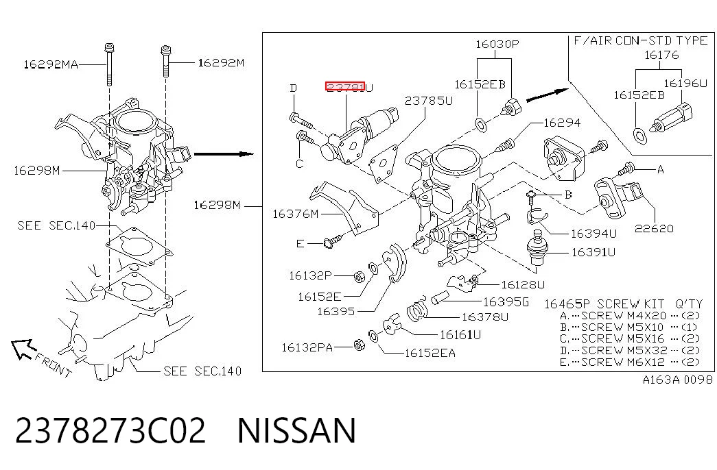 Válvula (regulador) de marcha a vácuo para Nissan Sunny III N14