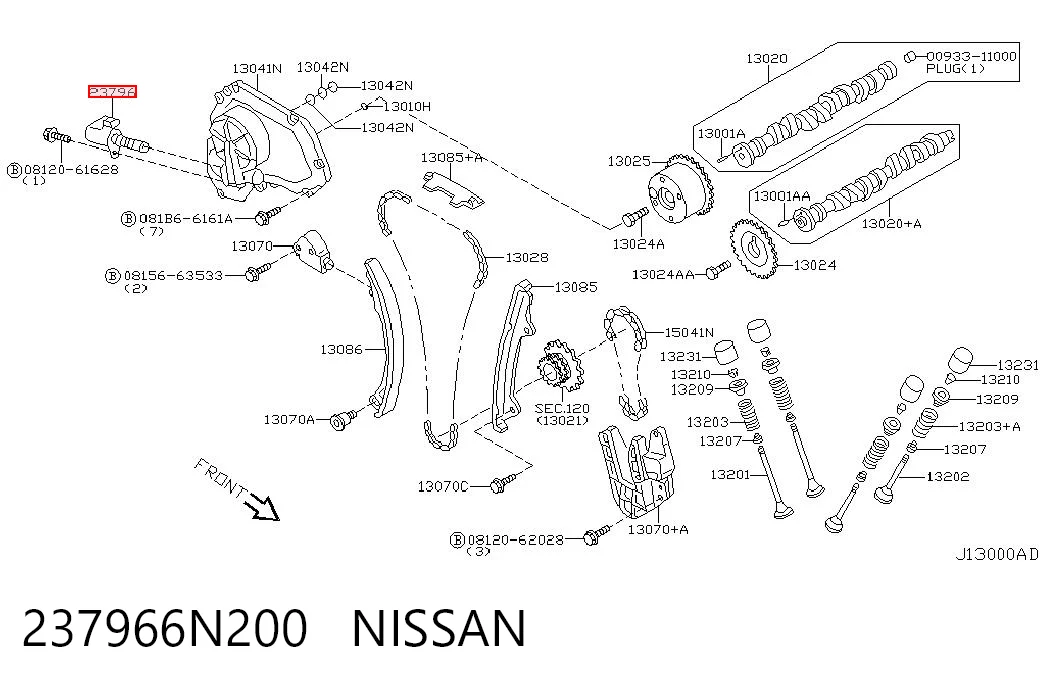 237966N200 Nissan/Infiniti Válvula eletromagnética esquerda de posição (de fases) da árvore distribuidora