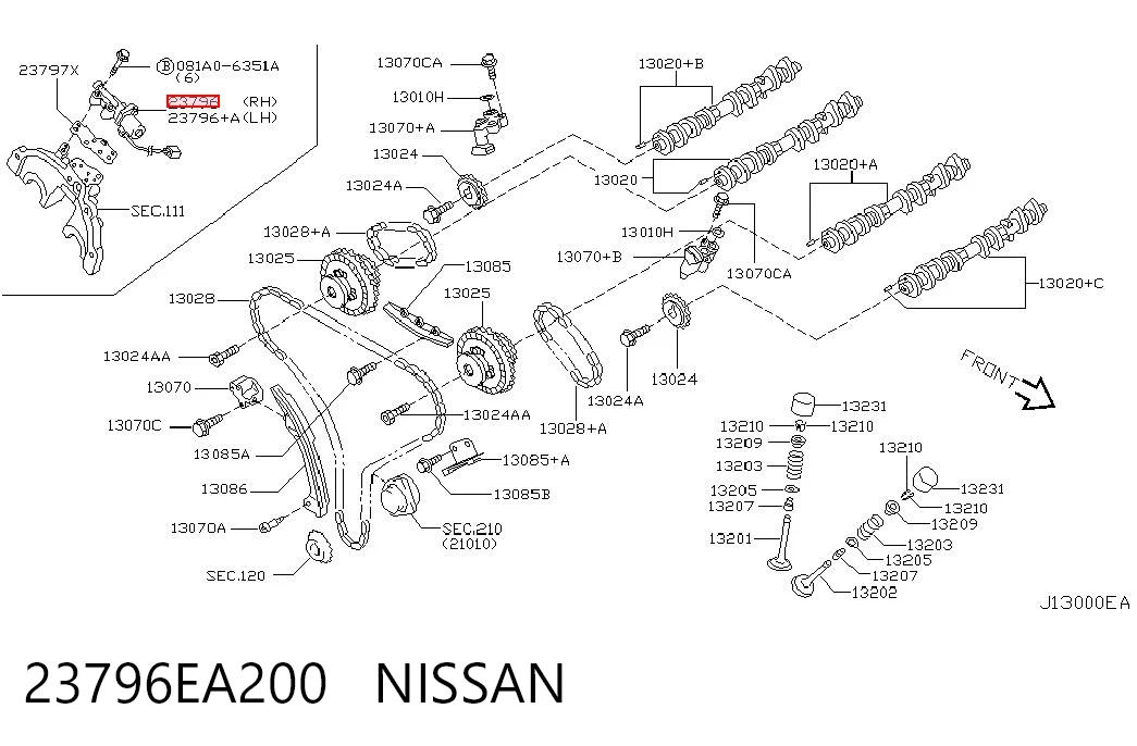 23796EA200 Nissan/Infiniti Válvula eletromagnética direita de posição (de fases) da árvore distribuidora