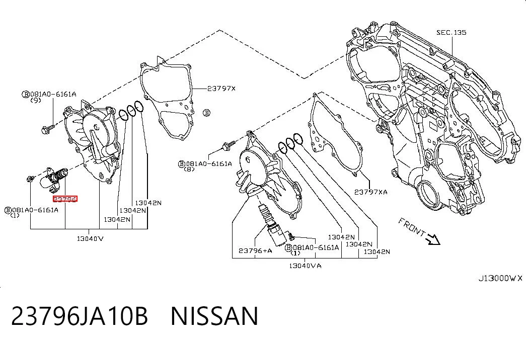 23796JA10B Nissan/Infiniti Válvula eletromagnética de posição (de fases) da árvore distribuidora