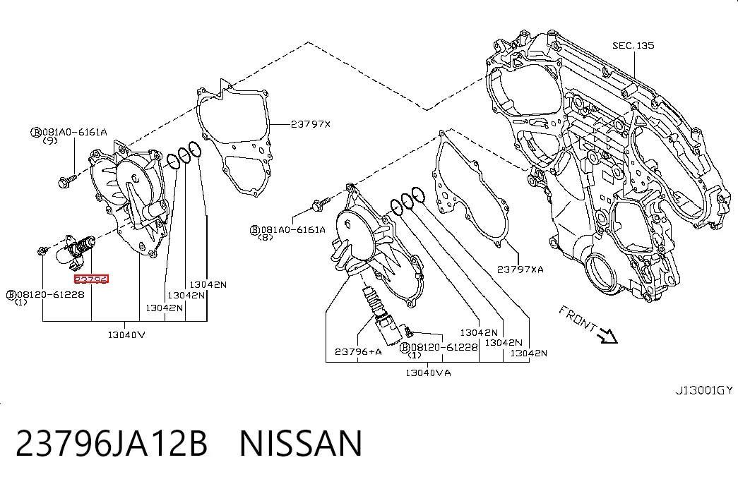 23796JA12B Nissan/Infiniti Válvula eletromagnética de posição (de fases) da árvore distribuidora