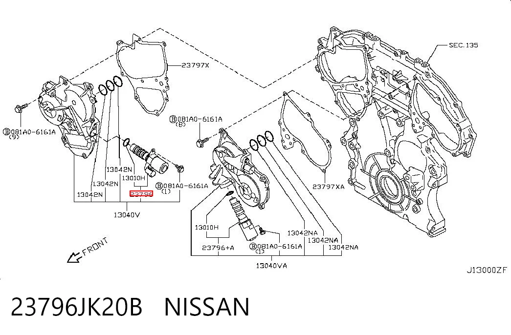 23796JK20B Nissan/Infiniti Válvula eletromagnética direita de posição (de fases) da árvore distribuidora