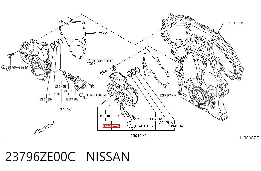 23796ZE00C Nissan/Infiniti Válvula eletromagnética esquerda de posição (de fases) da árvore distribuidora