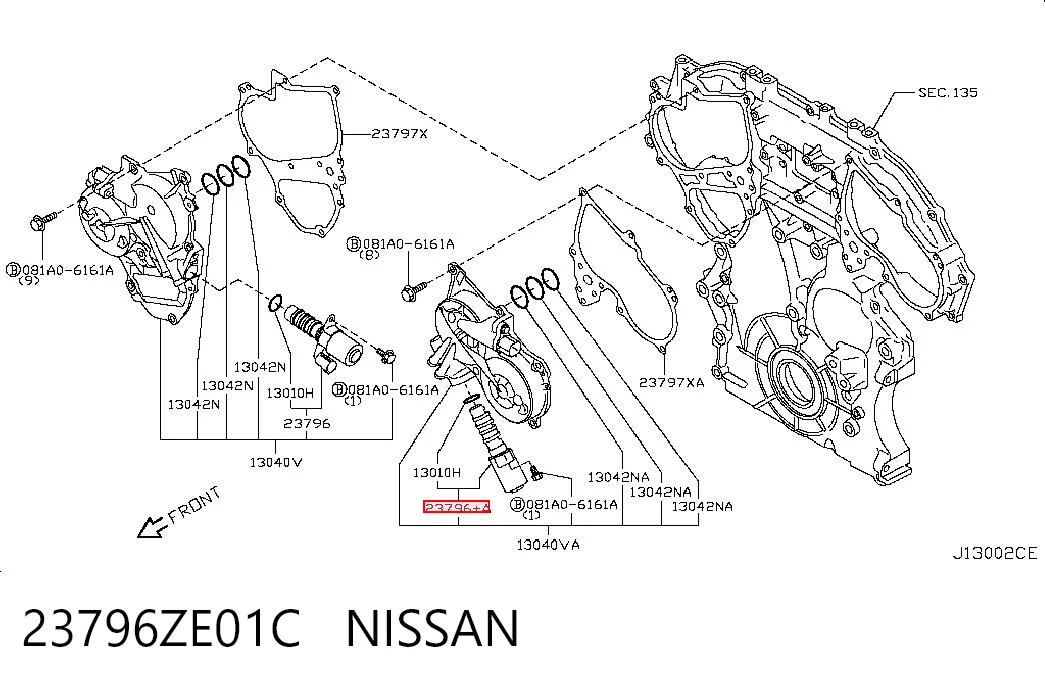 23796ZE01C Nissan/Infiniti Válvula eletromagnética esquerda de posição (de fases) da árvore distribuidora