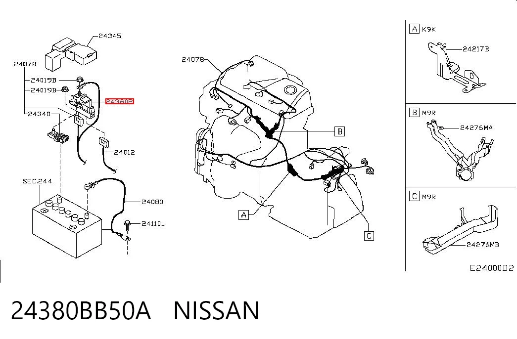 24380BB50A Nissan/Infiniti Unidade de dispositivos de segurança