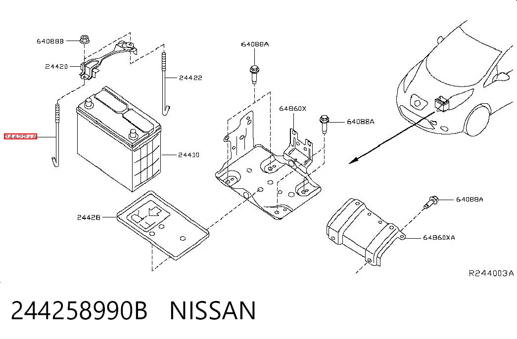 244258990B Nissan/Infiniti Parafuso de fixação da bateria