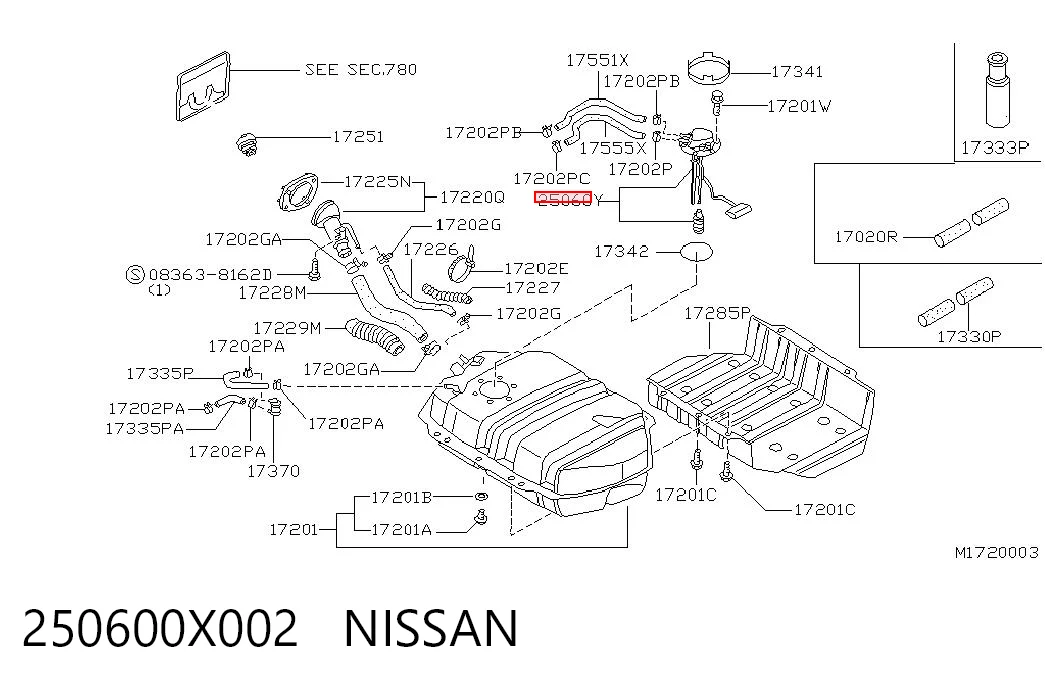 Sensor do nível de combustível no tanque Nissan Terrano II R20 ao melhor preço