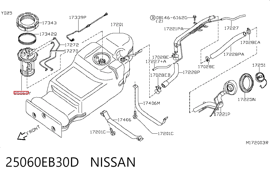 Sensor do nível de combustível no tanque Nissan Navara NP300 III D40