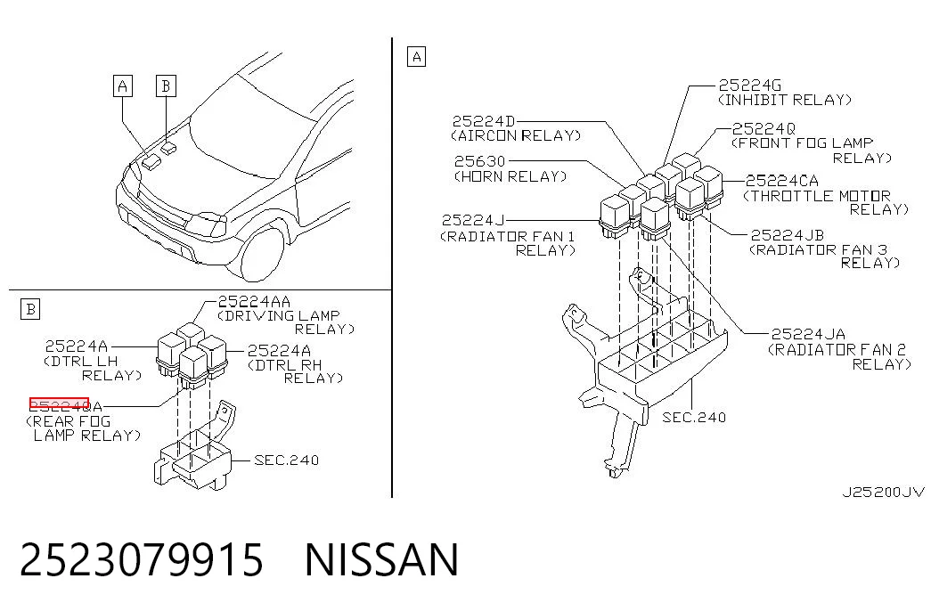 2523079915 Nissan/Infiniti Relê das luzes de nevoeiro
