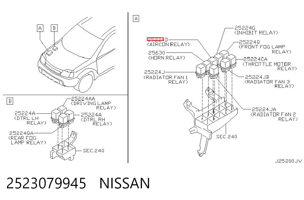 2523079945 Nissan/Infiniti Relê das luzes de nevoeiro