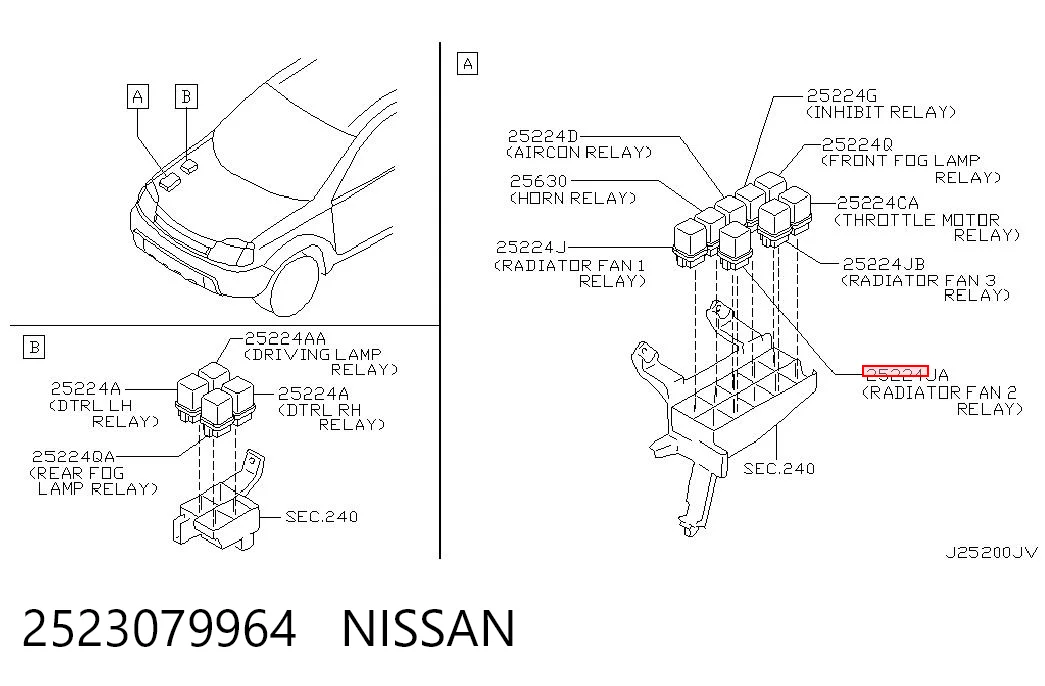 2523079964 Nissan/Infiniti Relê das luzes de nevoeiro