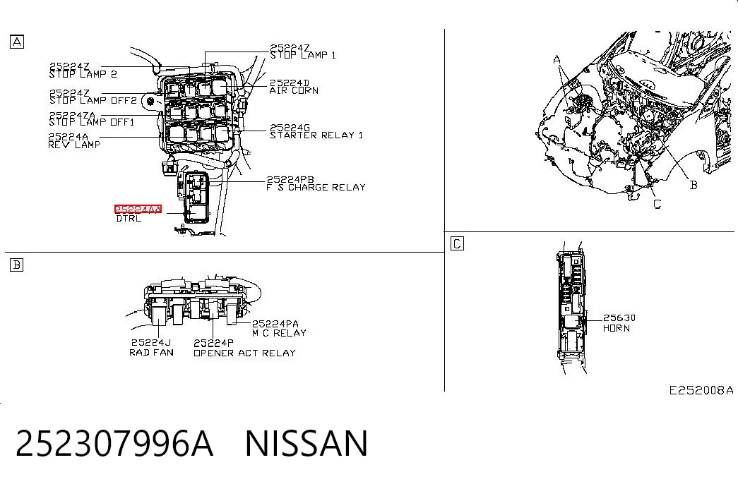 252307996A Nissan/Infiniti Relê das luzes de nevoeiro