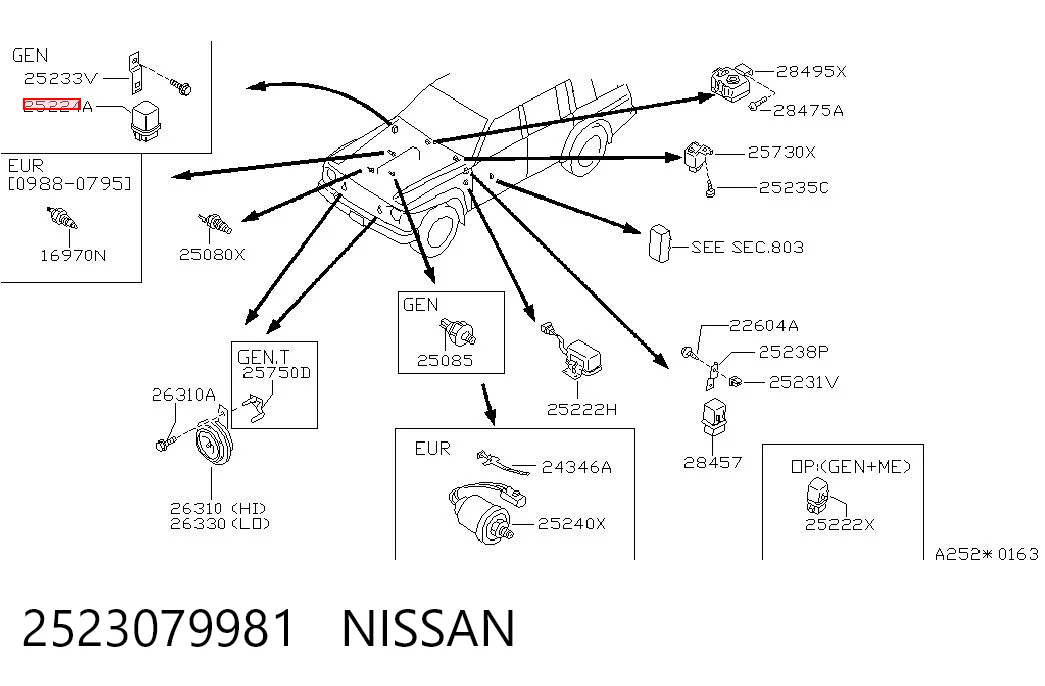 2523079981 Nissan/Infiniti Relê elétrico multifuncional