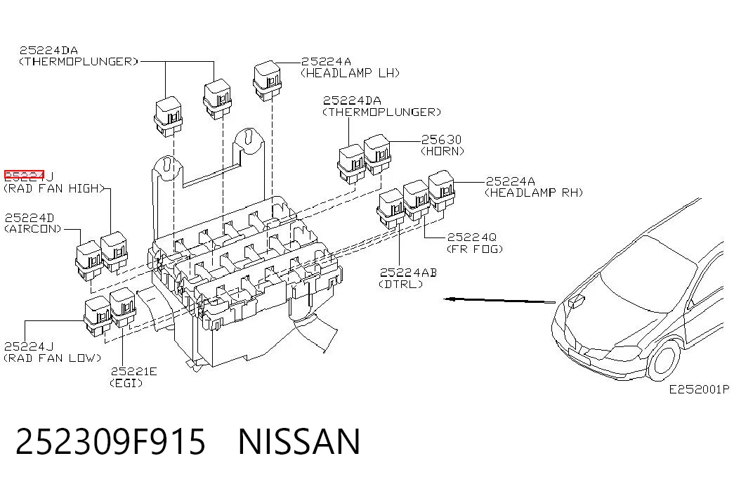252309F915 Nissan/Infiniti Relê de ventilador
