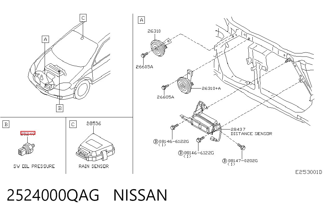 Sensor de pressão de óleo para Nissan X-Trail  T30