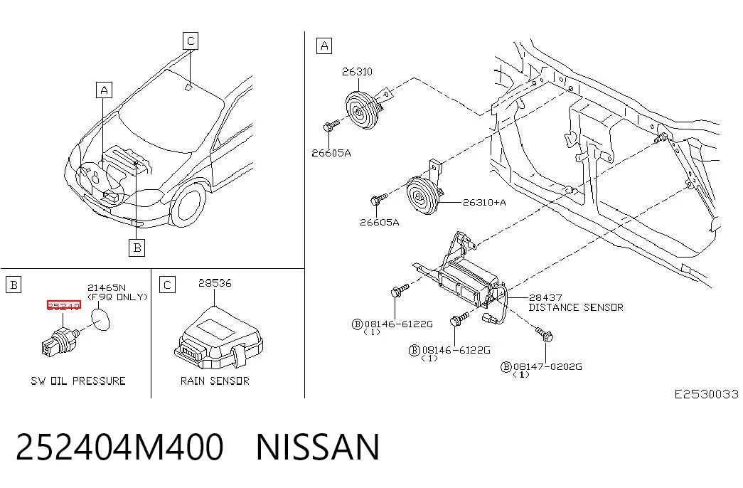252404M400 Nissan/Infiniti Sensor de pressão de óleo