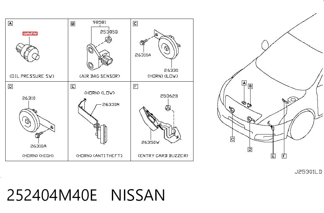 252404M40E Nissan/Infiniti Sensor de pressão de óleo