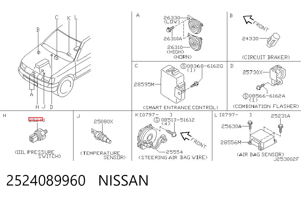 2524089960 Nissan/Infiniti Sensor de pressão de óleo