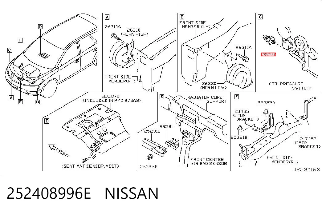252408996E Nissan/Infiniti Sensor de pressão de óleo